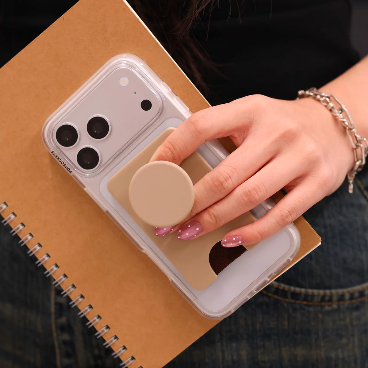 PopSockets Phone Wallet for MagSafe with Grip- Black