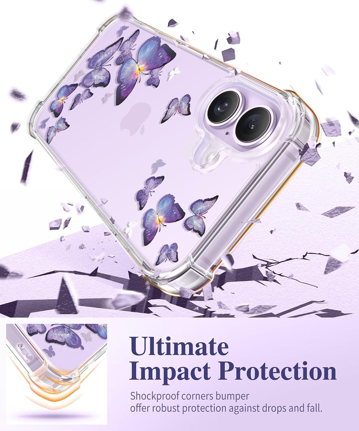 GVIEWIN for iPhone 17 Case Floral Clear Slim Women