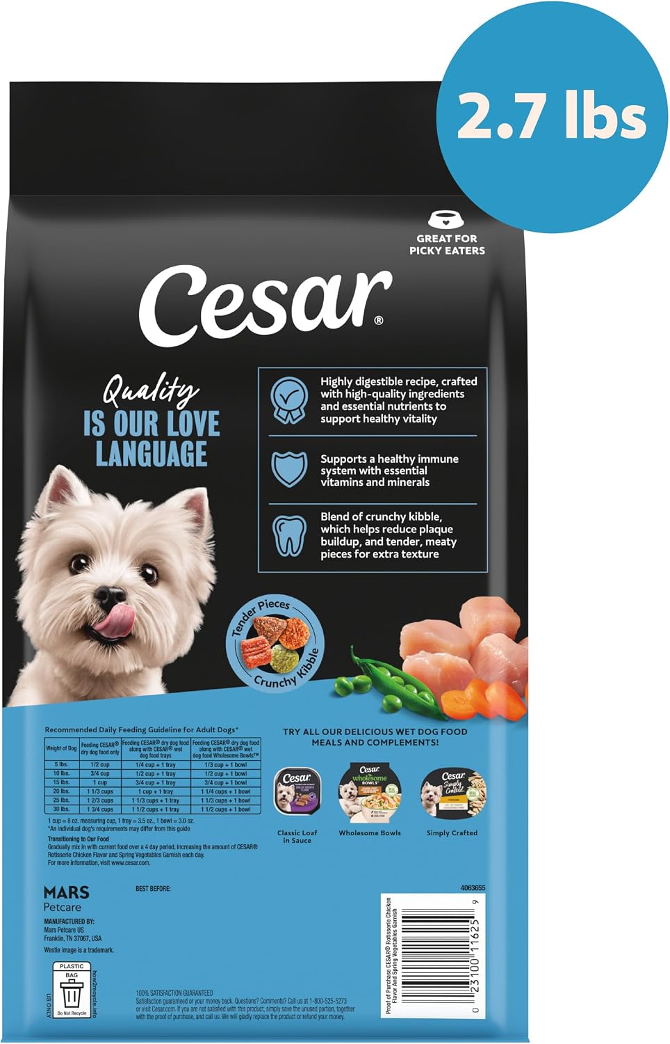 Cesar Small Breed Dry Dog Food, Chicken & Spring Vegetables Flavor, 2.7 lb