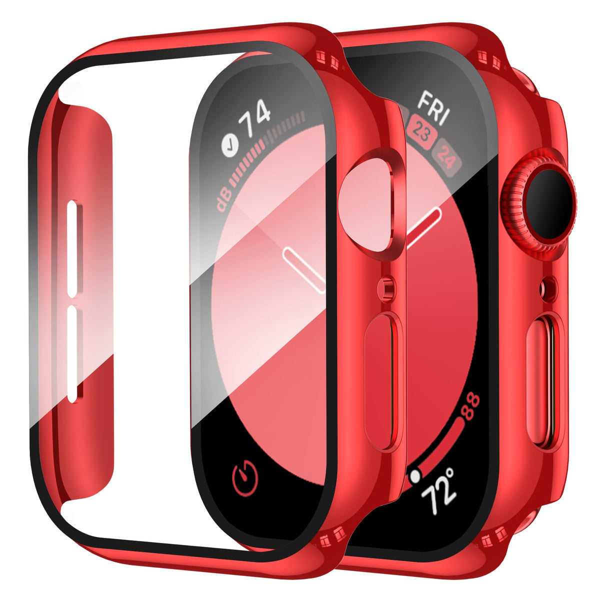 Smiling 2 Pack Case Compatible with Apple Watch Series 9 (2023)/Series 8 /Series 7 45mm with Tempered Glass Screen Protector, Hard PC Case Overall Protective Cover- Starlight
