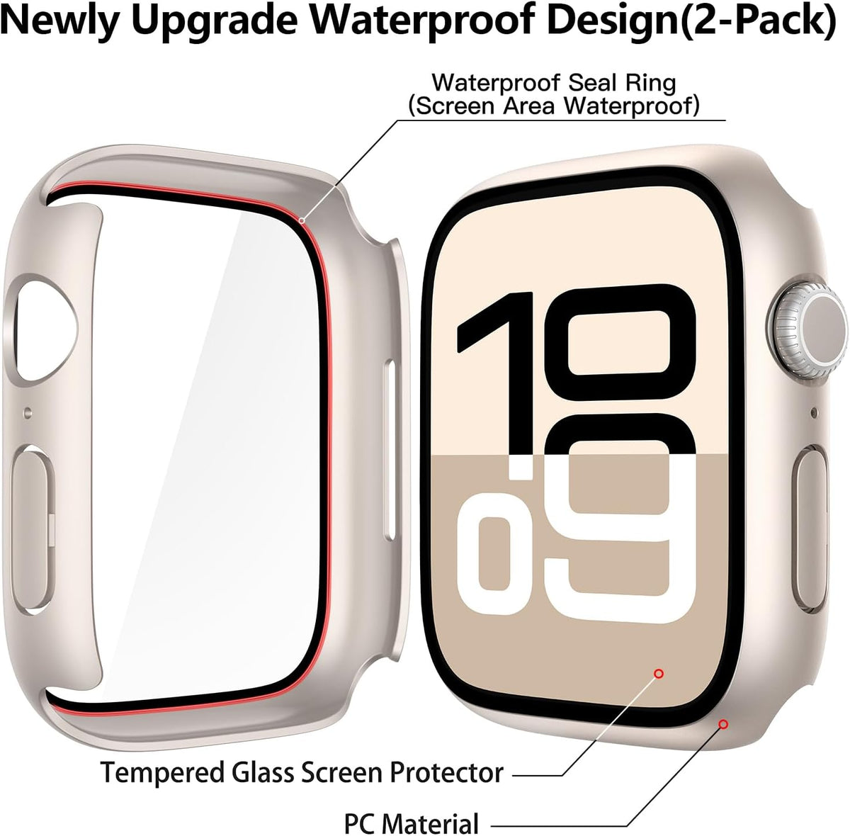 Misxi 2-Pack Waterproof Hard Case for 46mm Apple Watch Series 12 (2026)