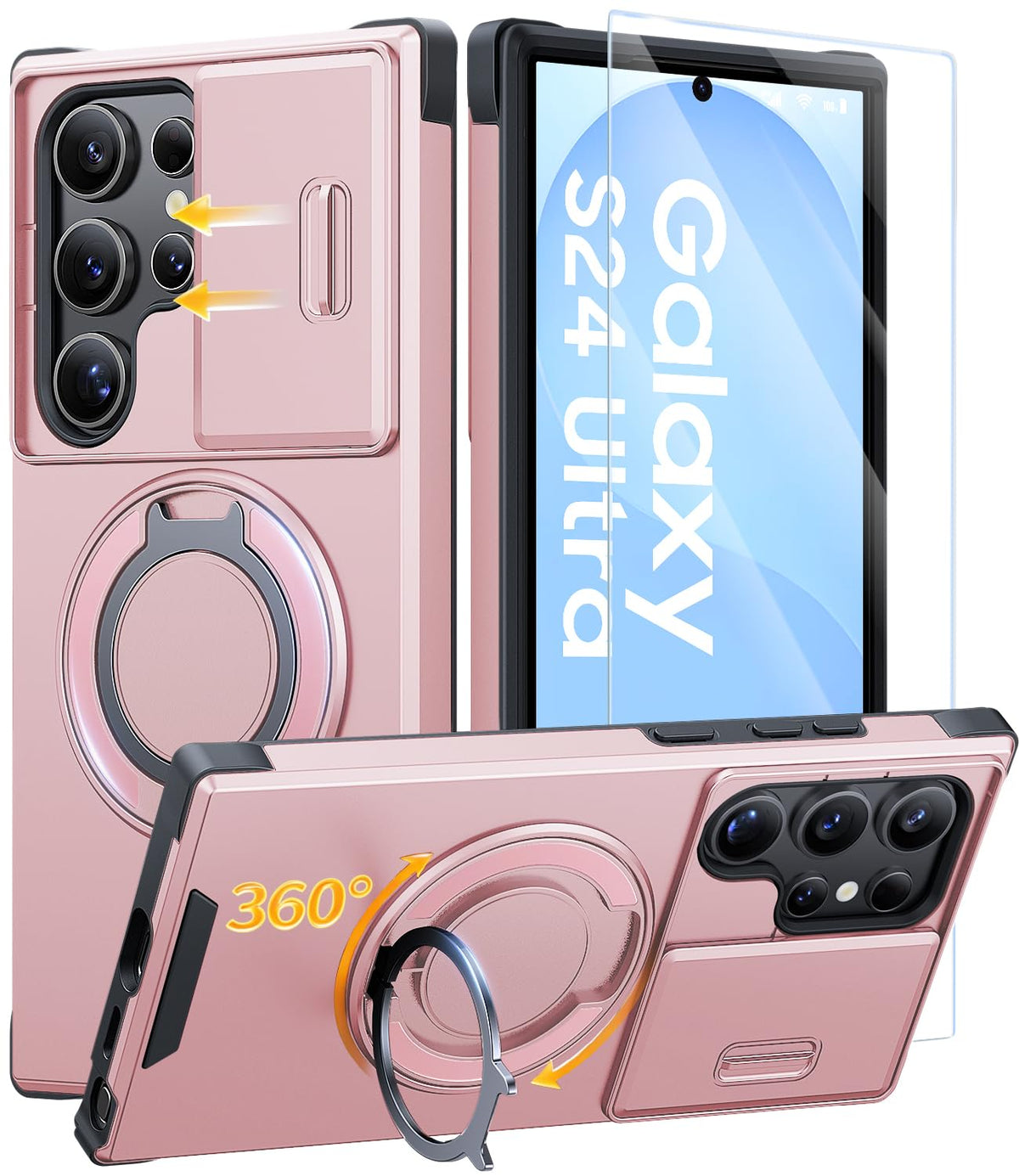 JAME for Samsung Galaxy S26 Case with Ring Stand & Slide Camera Cover