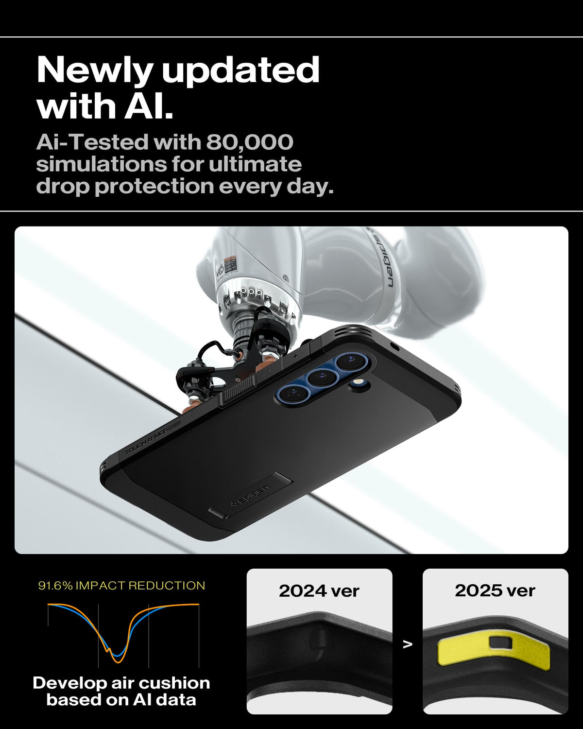 Spigen for Galaxy S26 Case, Tough Armor MagFit [Kickstand] [Compatible with MagSafe] [Military-Grade Protection] - Black