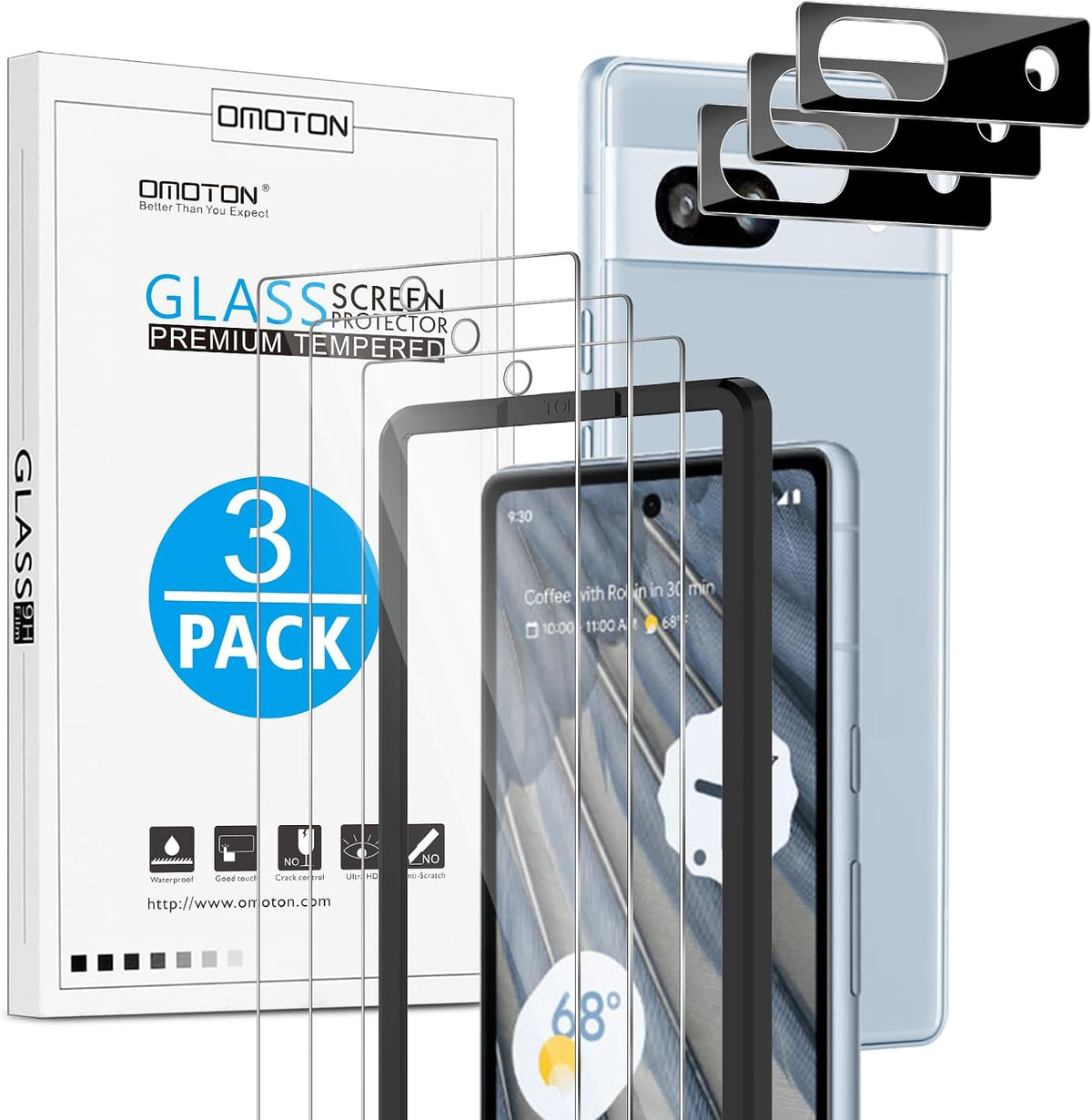 OMOTON 3+2 Pack for Google Pixel 11 Screen Protector 6.3-inch