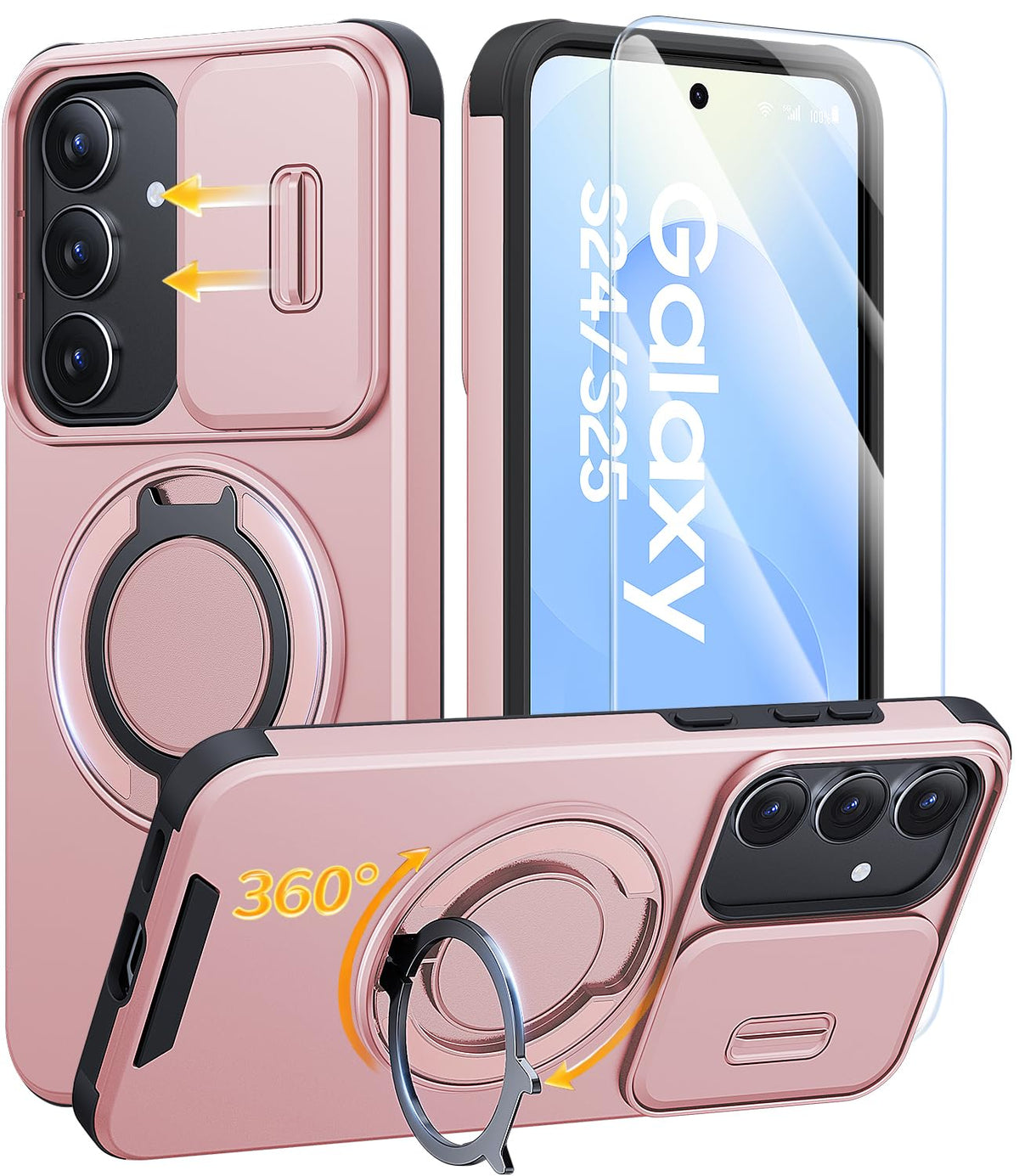 JAME for Samsung Galaxy S26 Case with Ring Stand & Slide Camera Cover