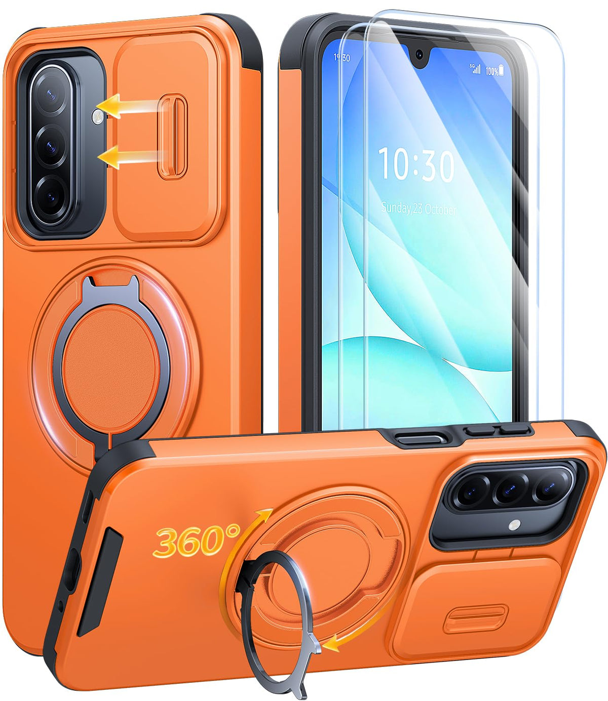 JAME for Samsung Galaxy S26 Case with Ring Stand & Slide Camera Cover