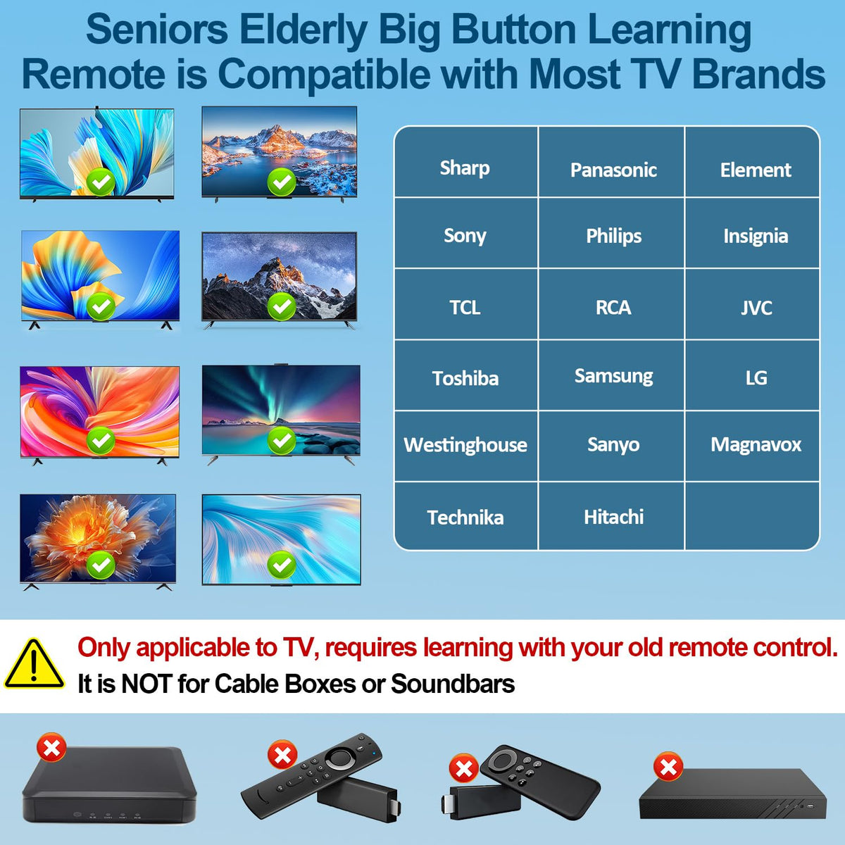 Seniors Elderly Big Button Universal Extra Large Remote Control UNOCAR