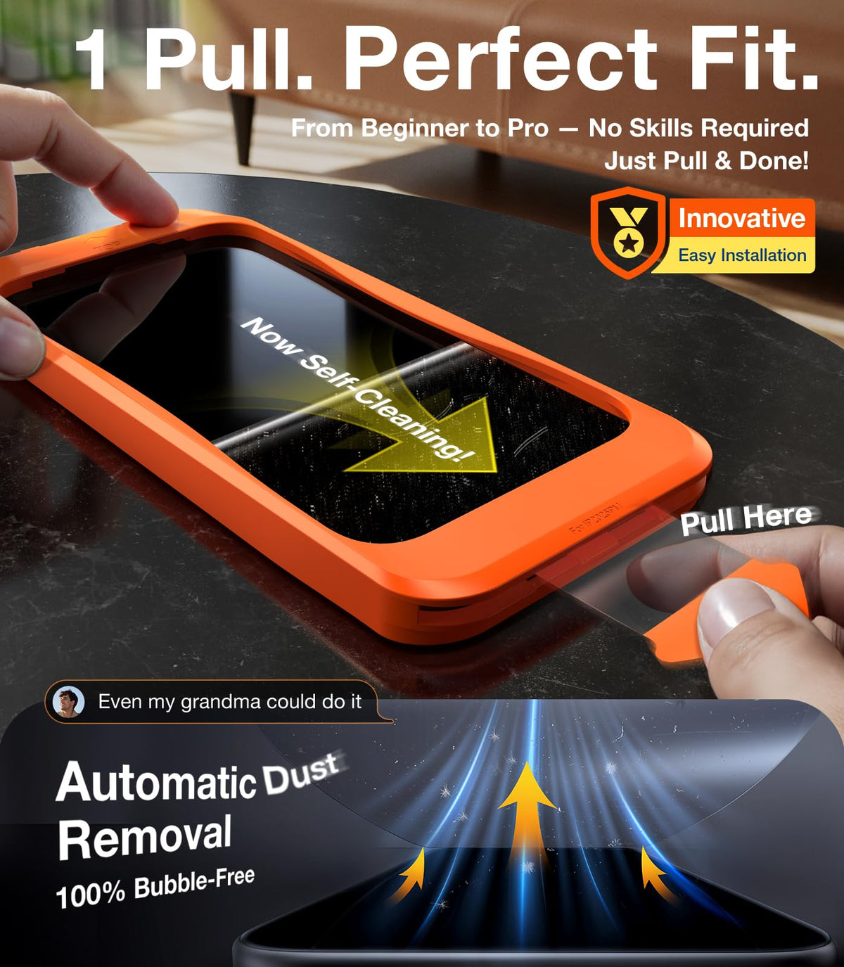 UltraGlass Crystal Armor for iPhone 16 Pro Screen Protector (No Black Bezels) 9H+ Military-Grade Shatterproof Screen Protector 16 Pro Tempered Glass, One Step Easy Installation, 1 Piece