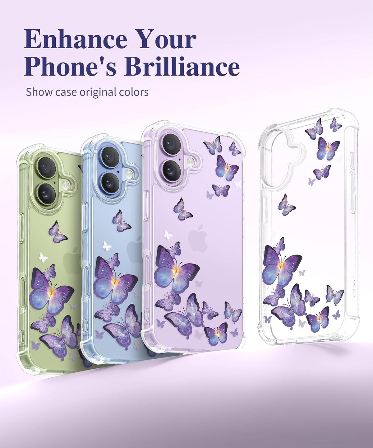 GVIEWIN for iPhone 17 Case Floral Clear Slim Women