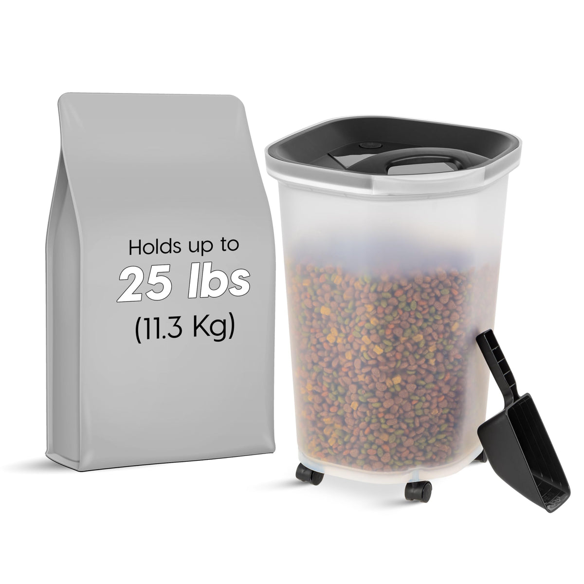 IRIS USA Dog Food Storage Container, Airtight, 30 lb Capacity, Wheels