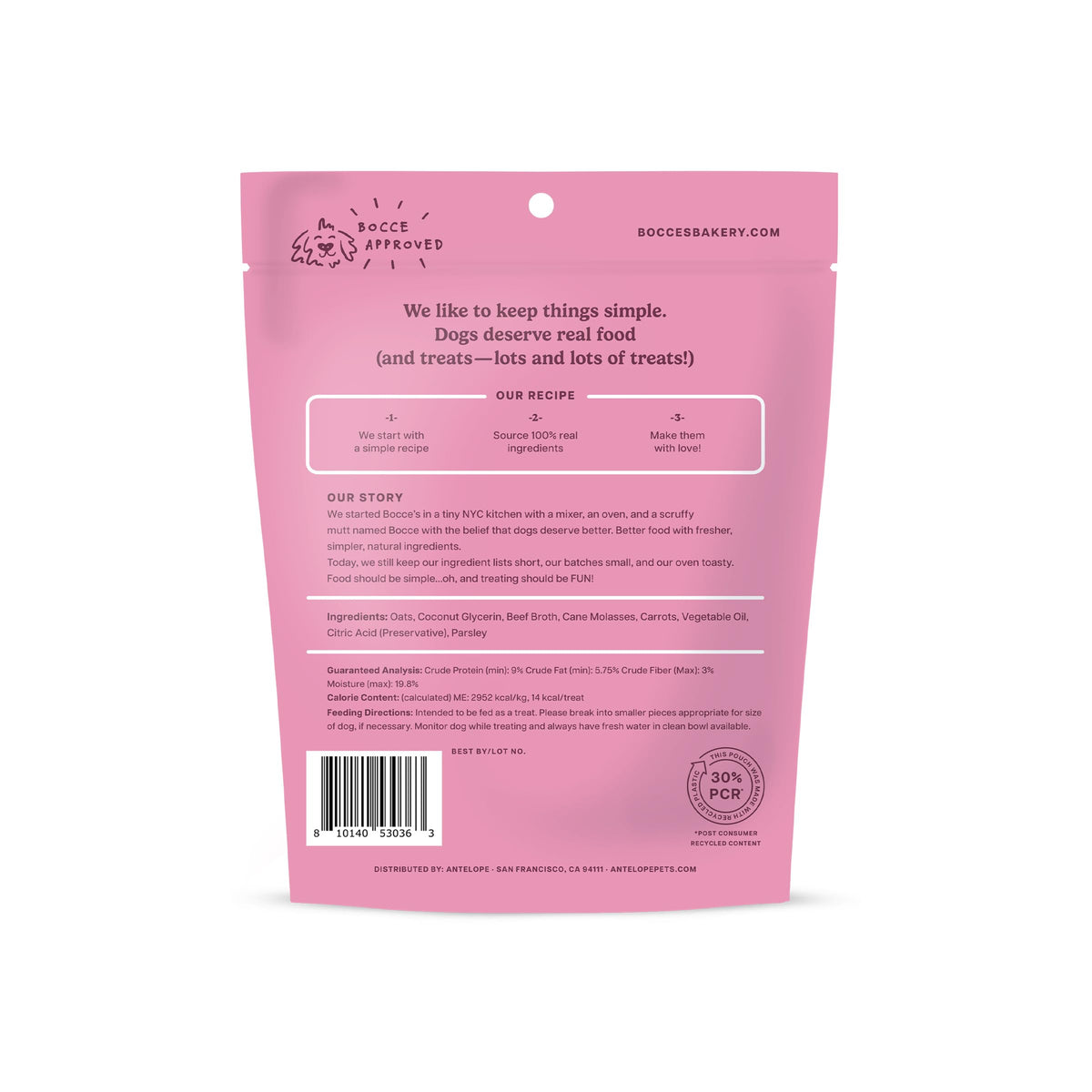 Bocce's Bakery Say Moo Soft & Chewy Dog Treats, Beef & Cheddar Flavor, 6 oz