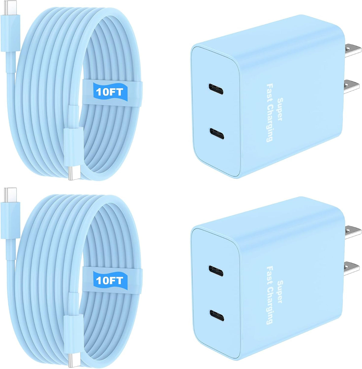 Super Fast Charger USB C, 45W Dual Port Android Phone Type C Charger 2Pack