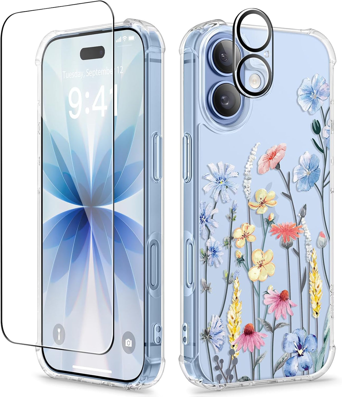 GVIEWIN for iPhone 17 Case Floral Clear Slim Women