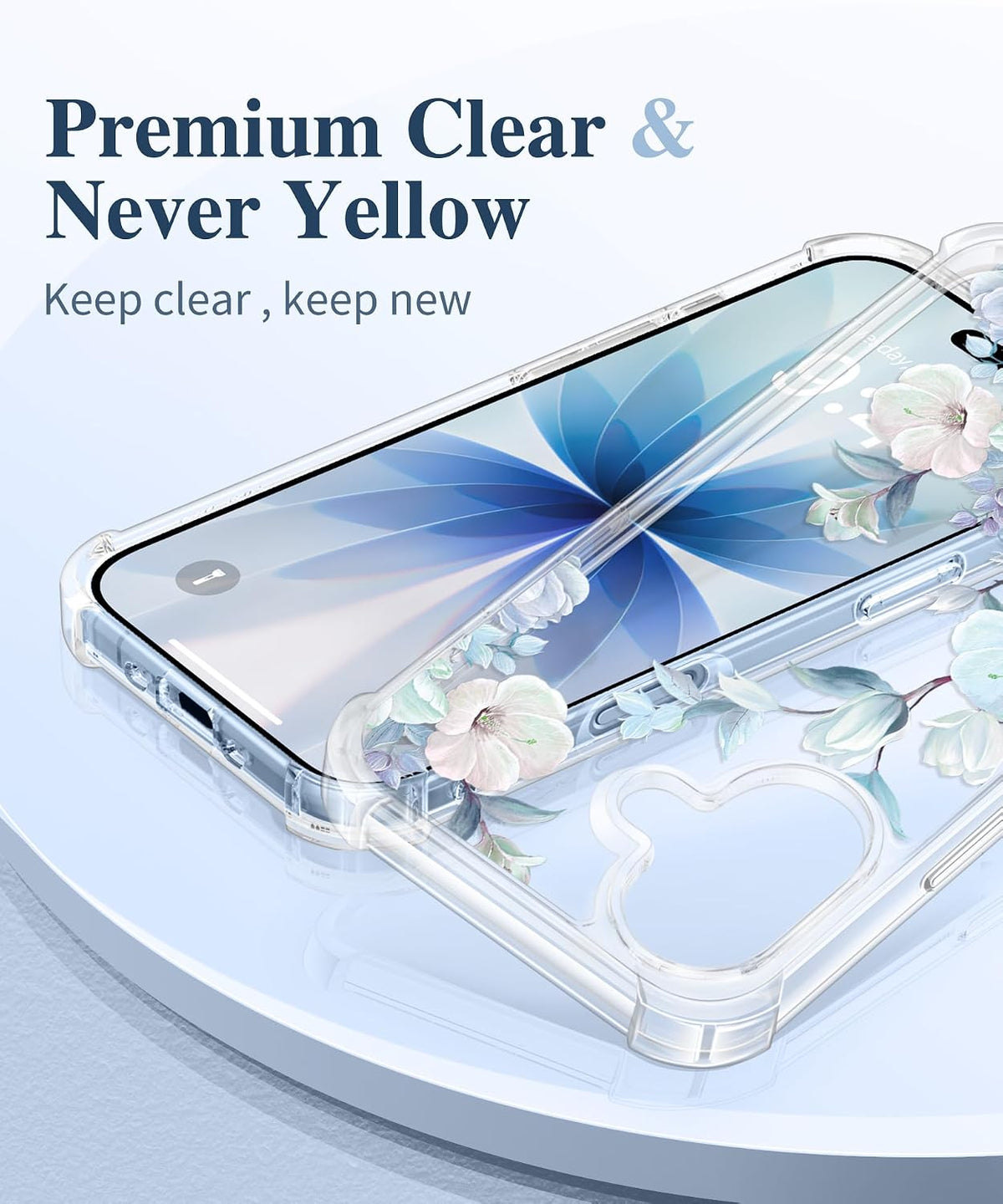 GVIEWIN for iPhone 17 Case Floral Clear Slim Women