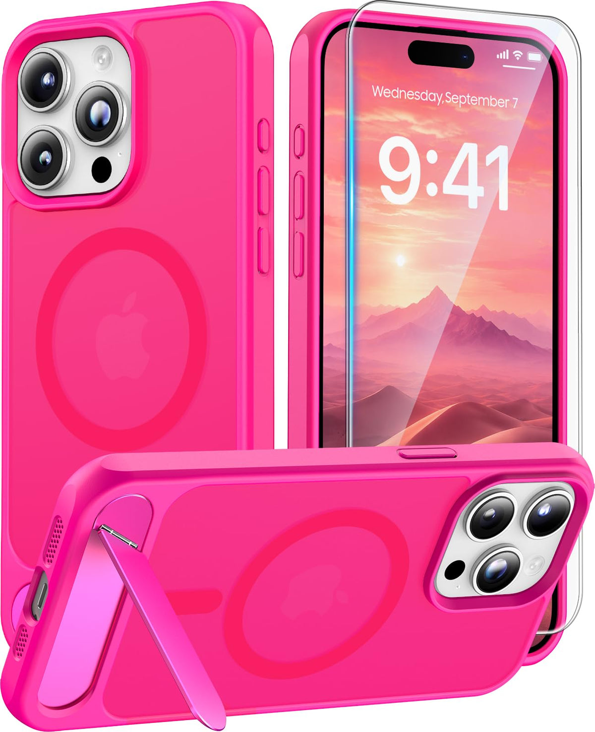 Magnetic for iPhone 16 Pro Case with Stand, Clear Matte