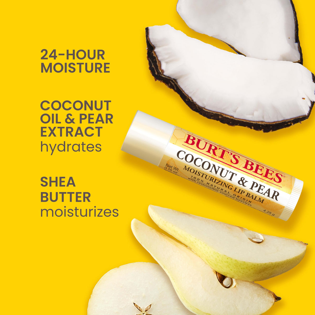 Burt's Bees Lip Balm, Vanilla Bean, 0.15 oz., 2 Tubes
