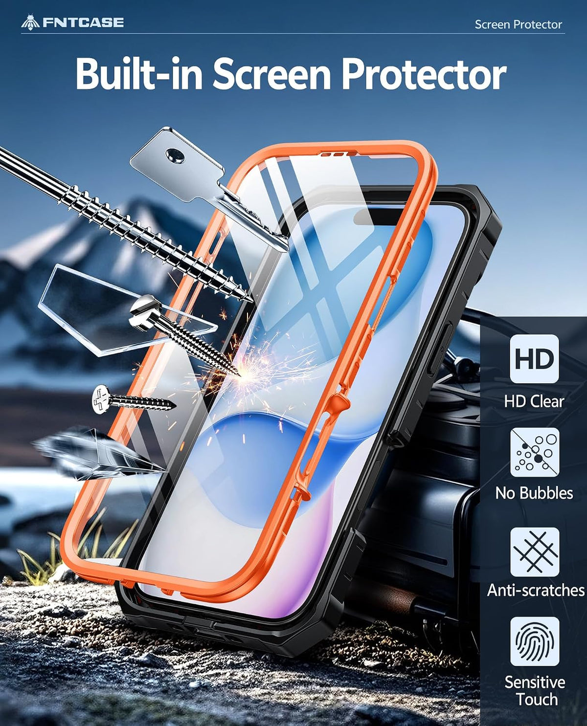 FNTCASE for iPhone 16 Case with Belt Clip and Built-in Screen Protector