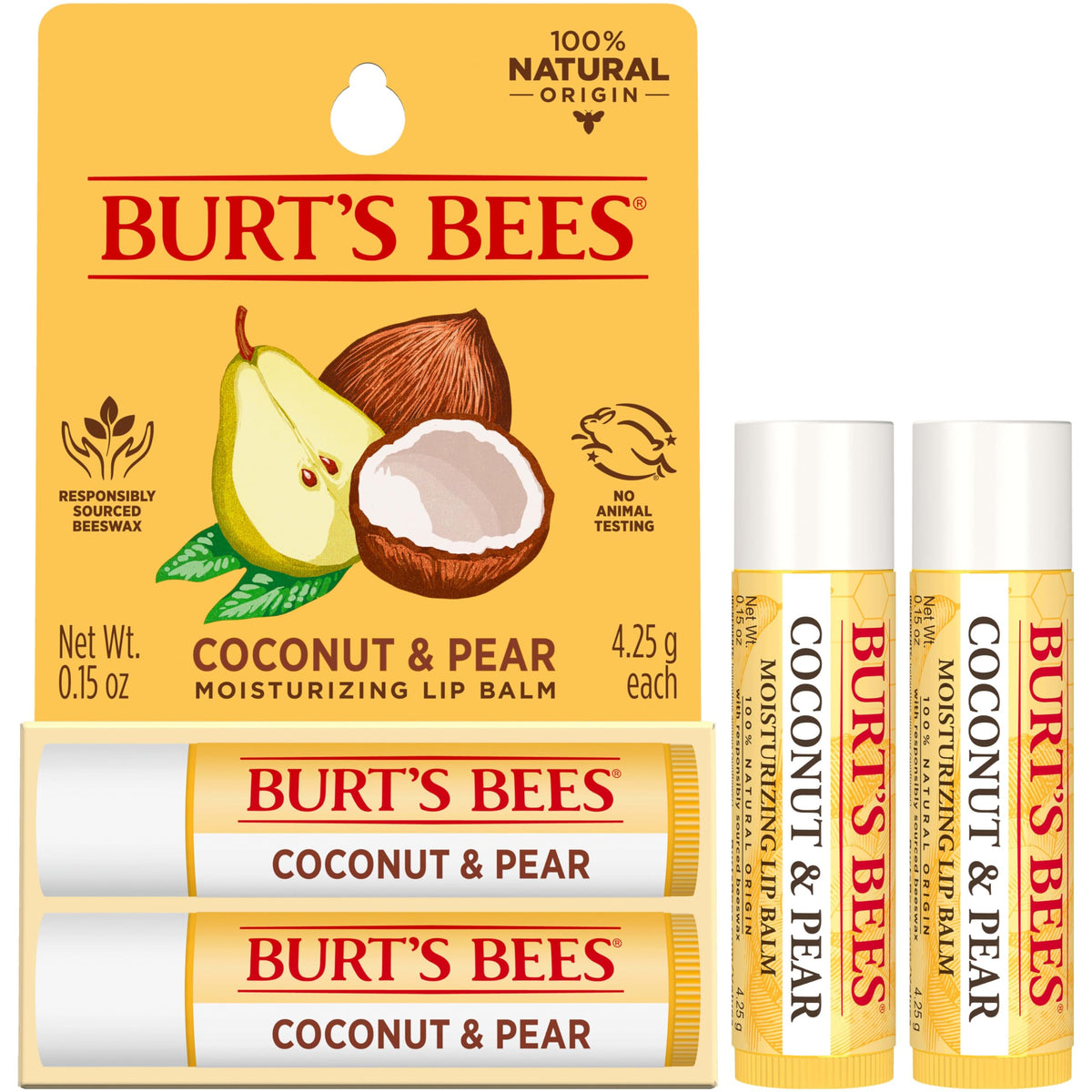 Burt's Bees Lip Balm, Vanilla Bean, 0.15 oz., 2 Tubes