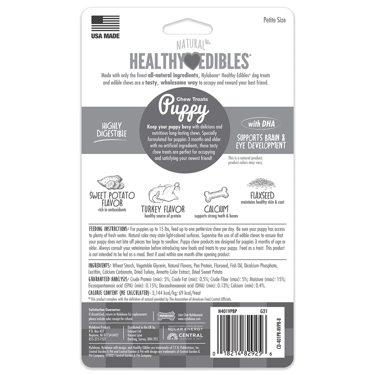 Nylabone Healthy Edibles Puppy Dog Treats Variety Pack, 3 Count
