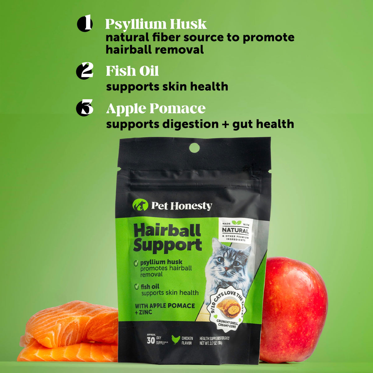 Pet Honesty Vet Backed Hairball Remedy Lickable Puree, Salmon, 20 Ct