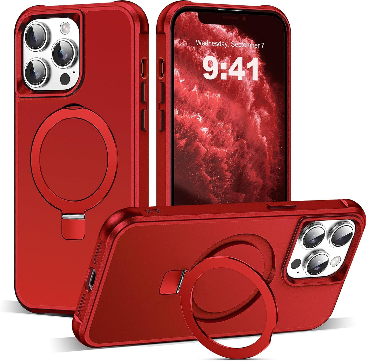 SKYLMW Compatible with iPhone 16 Pro Max Case with Stand,Rose