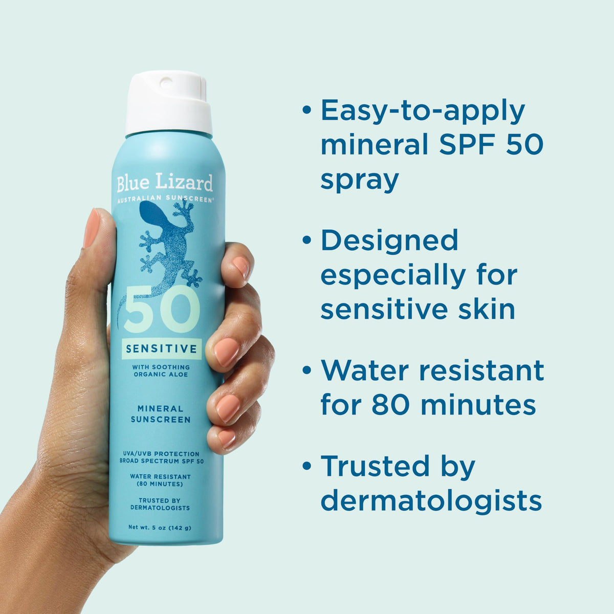 Blue Lizard Sensitive Mineral Sunscreen SPF 50 Sunscreen Lotion, 3 oz Tube