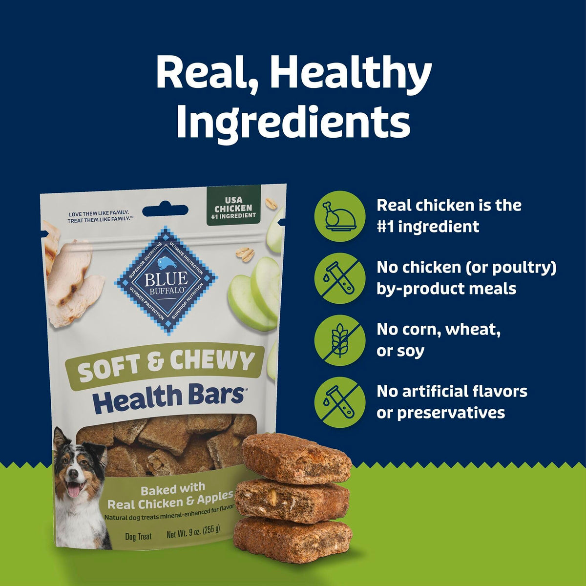 Blue Buffalo Health Bars Chicken & Mixed Berries Soft & Chewy Treats, 9 oz