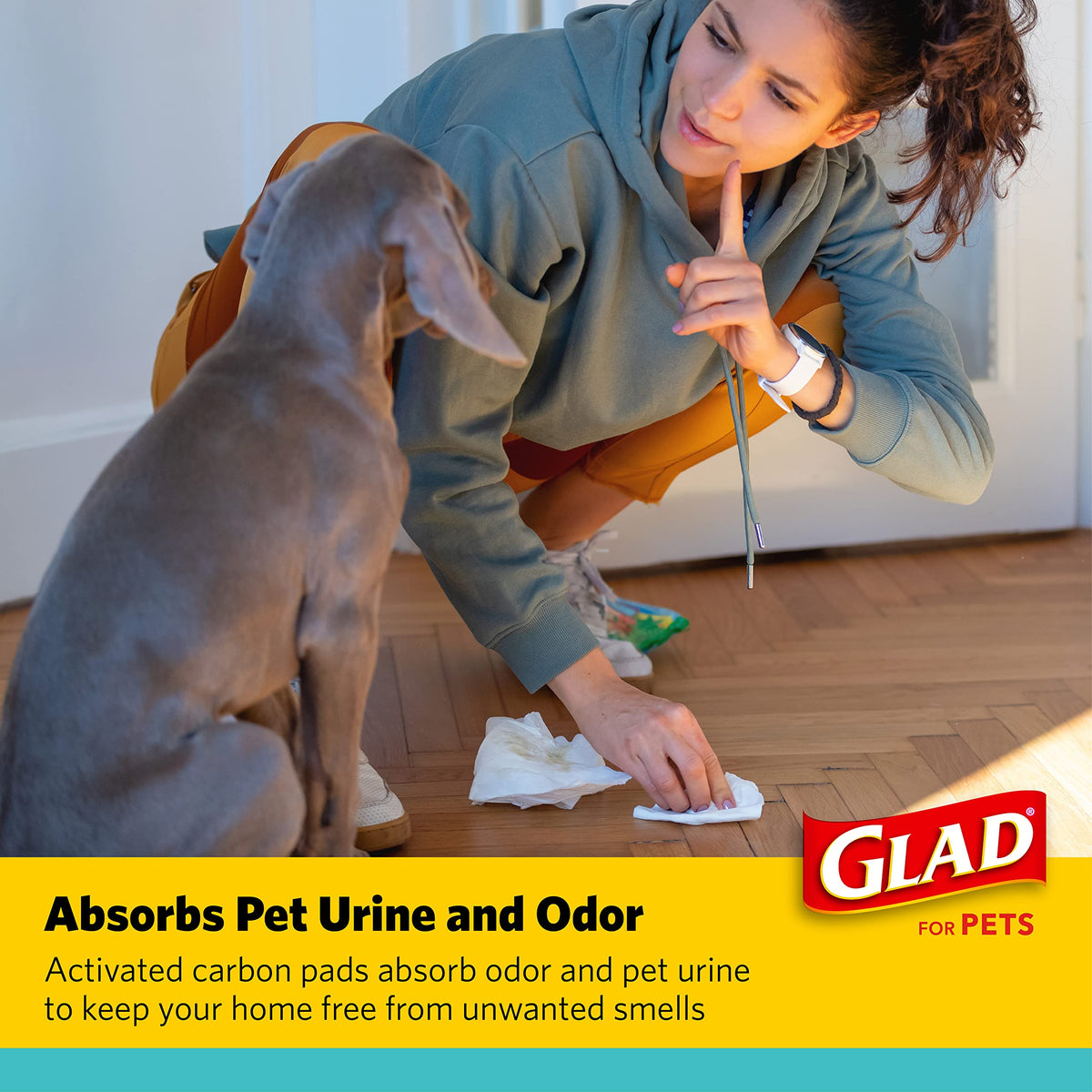 Glad for Pets, Activated Carbon, Large Puppy Pads, Dog Pee Pads, 150 Count