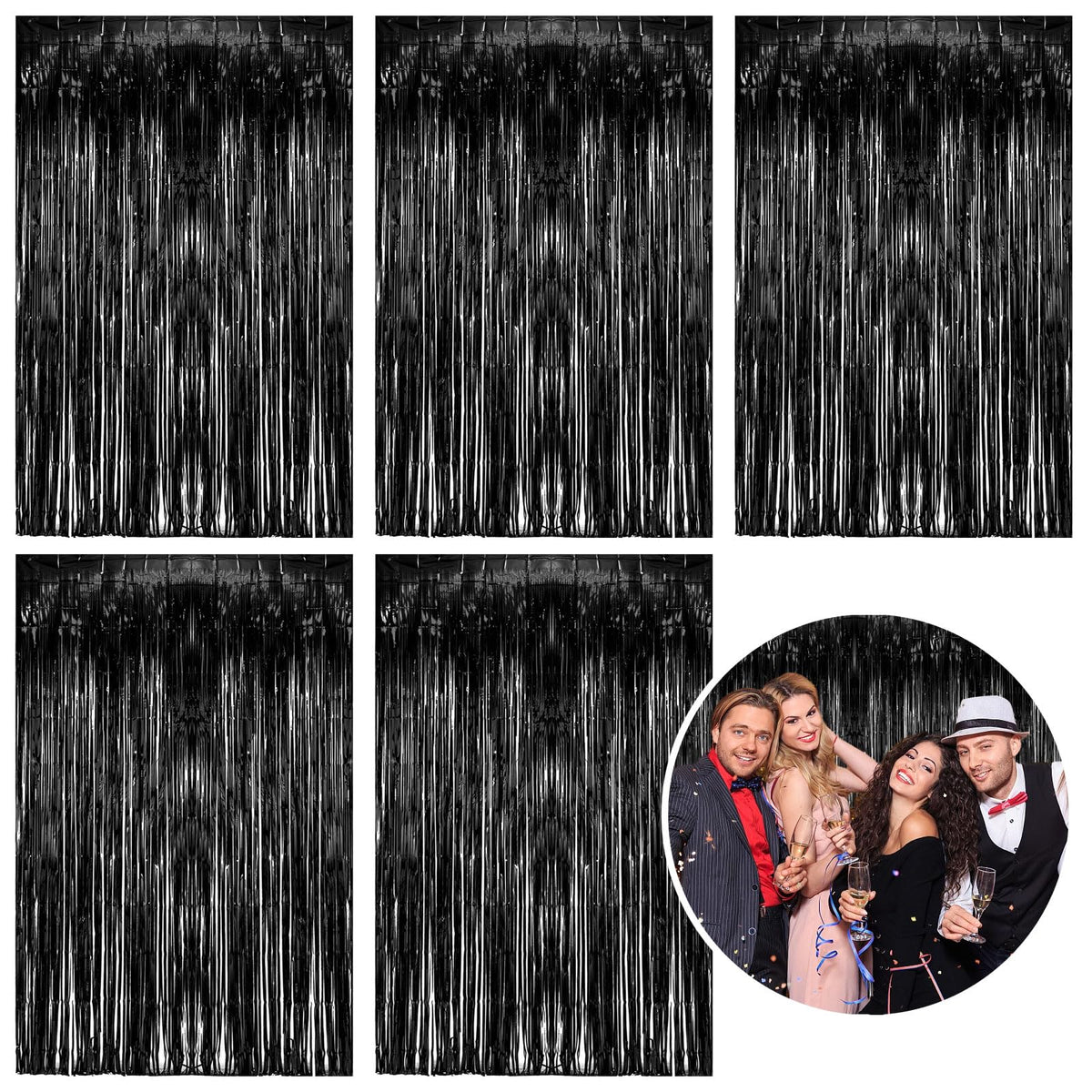 10 Pack Foil Curtain Backdrop Gold Metallic Tinsel Foil Fringe Curtains Photo Booth Props for Birthday Wedding Engagement Baby Shower Bachelorette Christmas Holiday Celebration Party Decorations