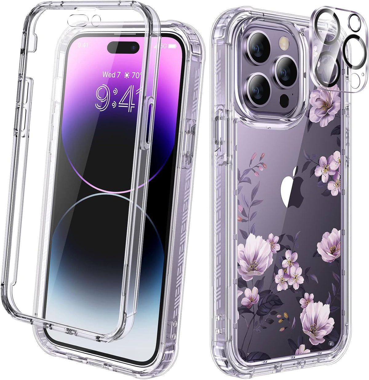 Diaclara Designed for iPhone 15 Plus Case 6.7 Inch, Full-Body Clear Bumper Cases w/Built-in Screen Protector, 360 Protective Rugged Case + Glass Camera Lens Protector,Mint Green