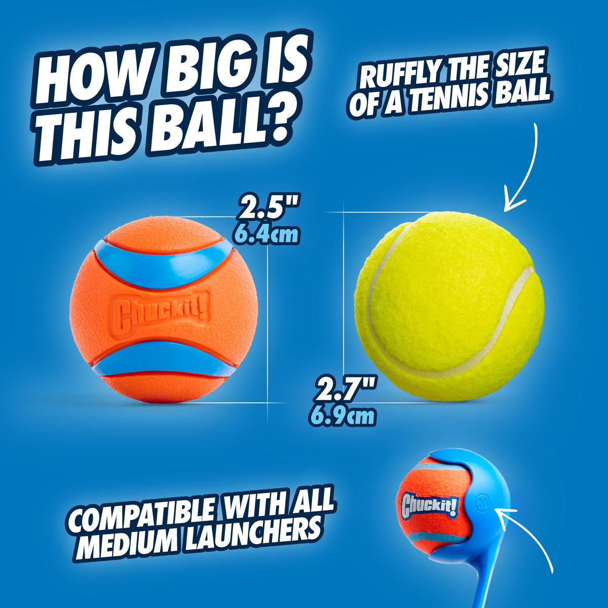 Chuckit! Ultra Squeaker Balls for Dogs, Floating Water Pet Toys, Durable Rubber Pet Toy, Bouncy Squeaky Fetch Balls for Dogs, Medium (2.5") 2 Count (Pack of 12)