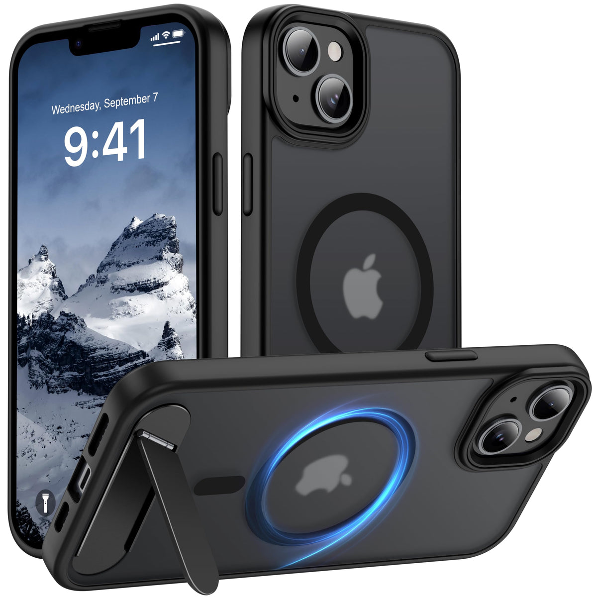 Magnetic Compatible with iPhone 16 Case, [Built-in Kickstand][Full Camera Protection][Compatible with MagSafe][Anti-Fingerprint] Shockproof Phone Case for iPhone 16 6.1",Brown