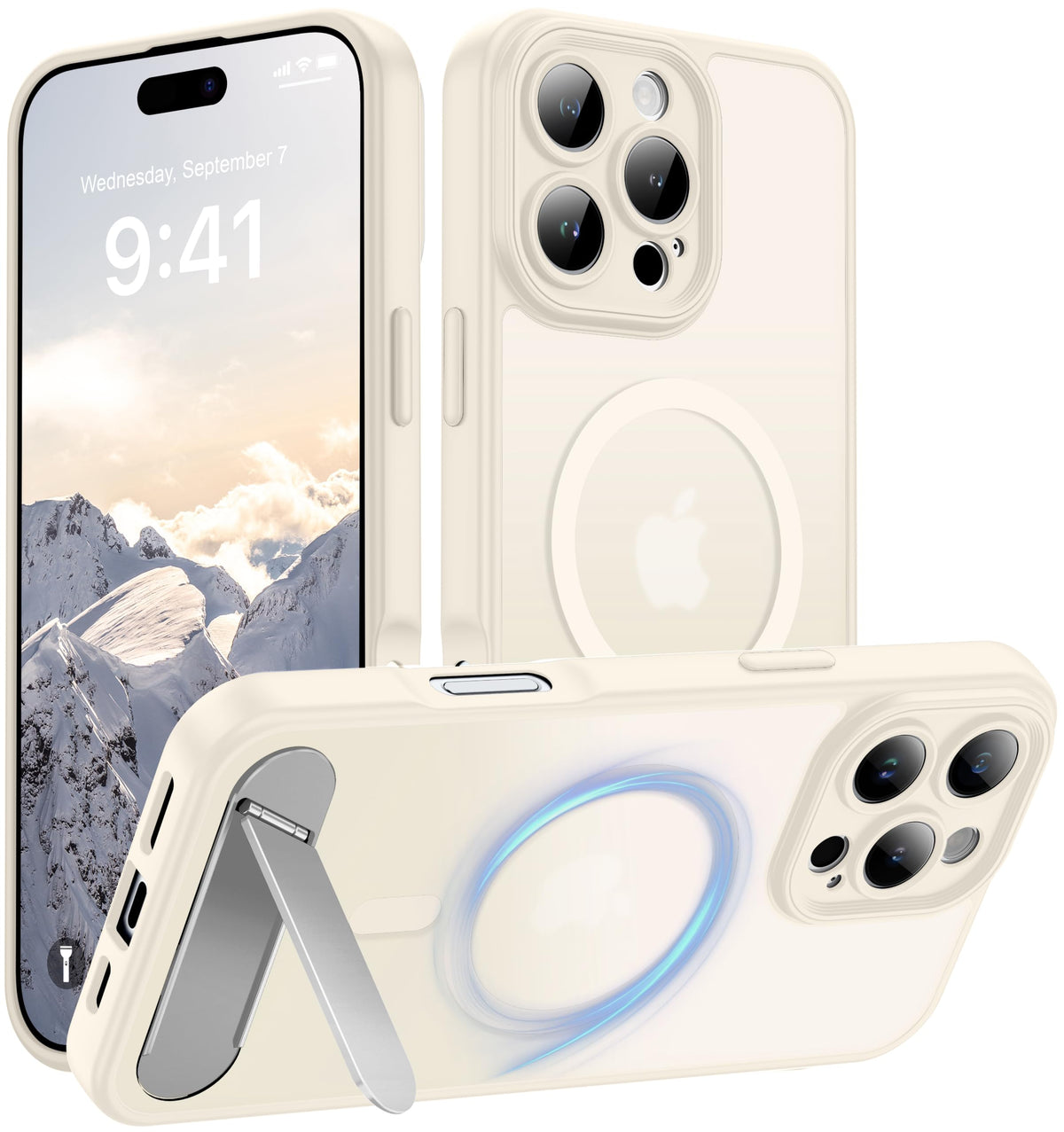 Magnetic Compatible with iPhone 16 Case, [Built-in Kickstand][Full Camera Protection][Compatible with MagSafe][Anti-Fingerprint] Shockproof Phone Case for iPhone 16 6.1",Brown