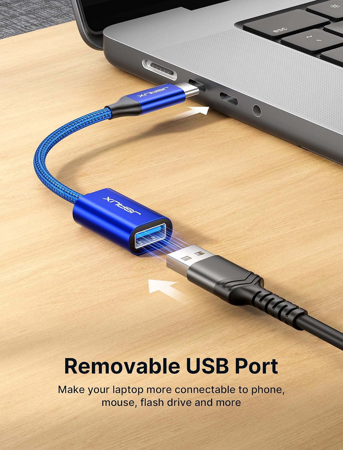 JSAUX USB C to USB 3.0 Adapter [2 Pack], USB C Male to USB Female OTG Cable Adapter Compatible with MacBook Pro/Air, iPhone 18 Pro Max/iPhone Duo‌/Air/17/16/15 Series, Samsung Galaxy S26/S25/S24/S23