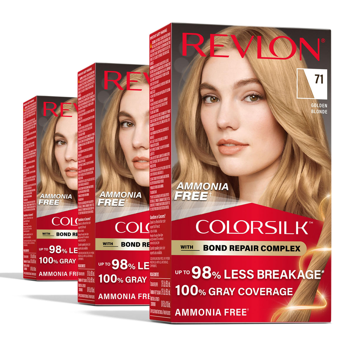 Revlon ColorSilk with Bond Repair Hair Color, 51 Light Brown, 3pk