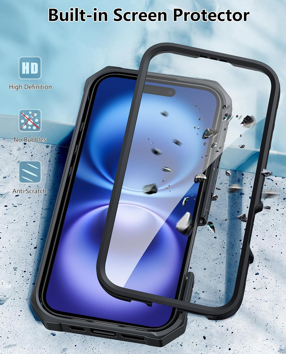 FNTCASE for iPhone 16 Case with Belt Clip and Built-in Screen Protector