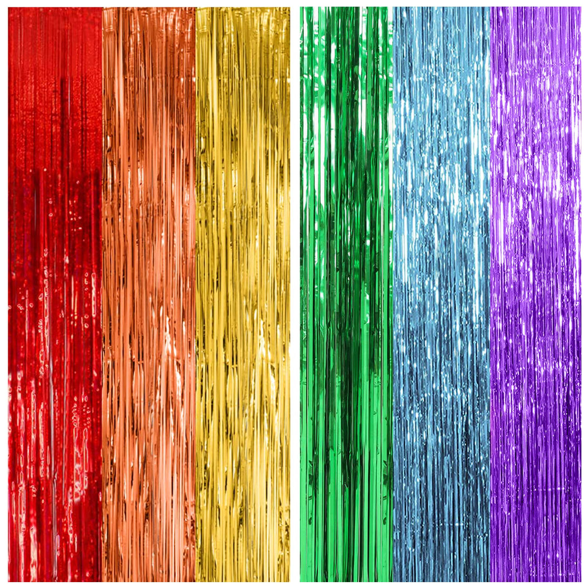 10 Pack Foil Curtain Backdrop Gold Metallic Tinsel Foil Fringe Curtains Photo Booth Props for Birthday Wedding Engagement Baby Shower Bachelorette Christmas Holiday Celebration Party Decorations