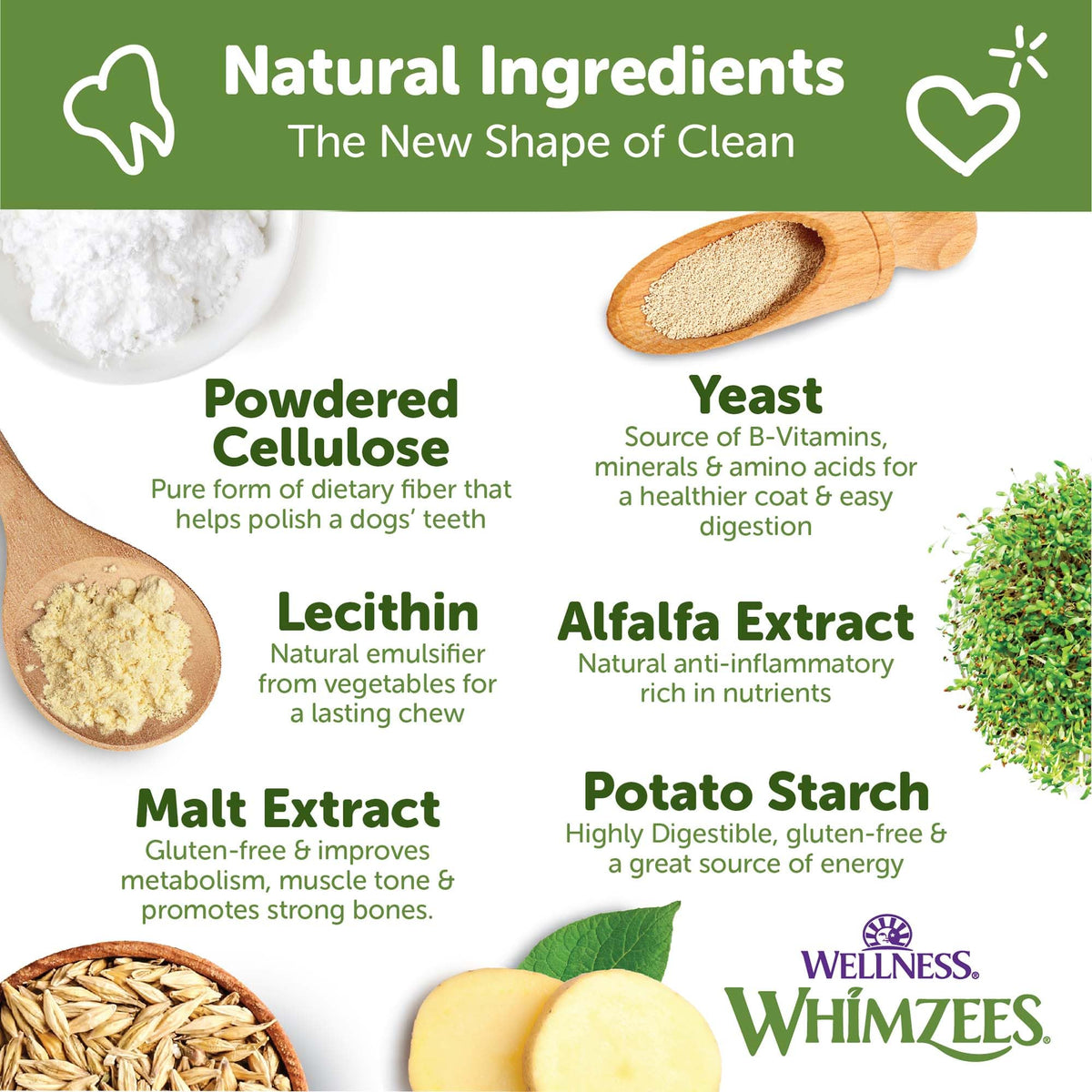 Whimzees Wellness Brushzees Natural Dog Dental Treat, VOHC Accepted Chews, Freshens Breath, Extra-Small Size, 12.7 oz Bag, 48 Count