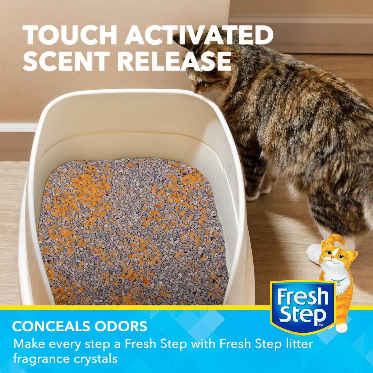 Fresh Step - Cat Litter Deodorizer, Litter Box Crystals, Fresh Scent, 15 oz