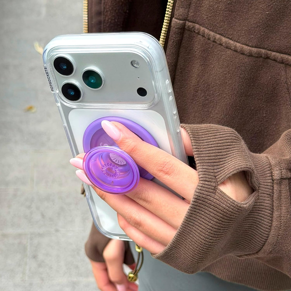 PopSockets Phone Grip for MagSafe, Magnetic Holder- Purple Fields