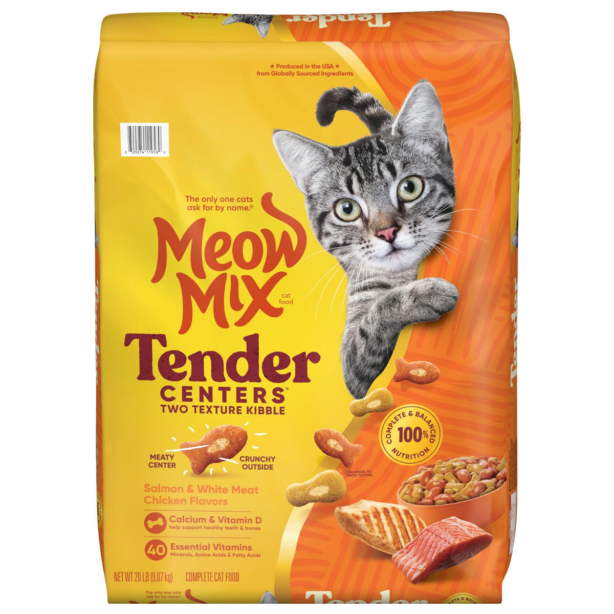 Meow Mix Tender Centers, Dry Cat Food, Salmon & Turkey Flavors, 4 Bags