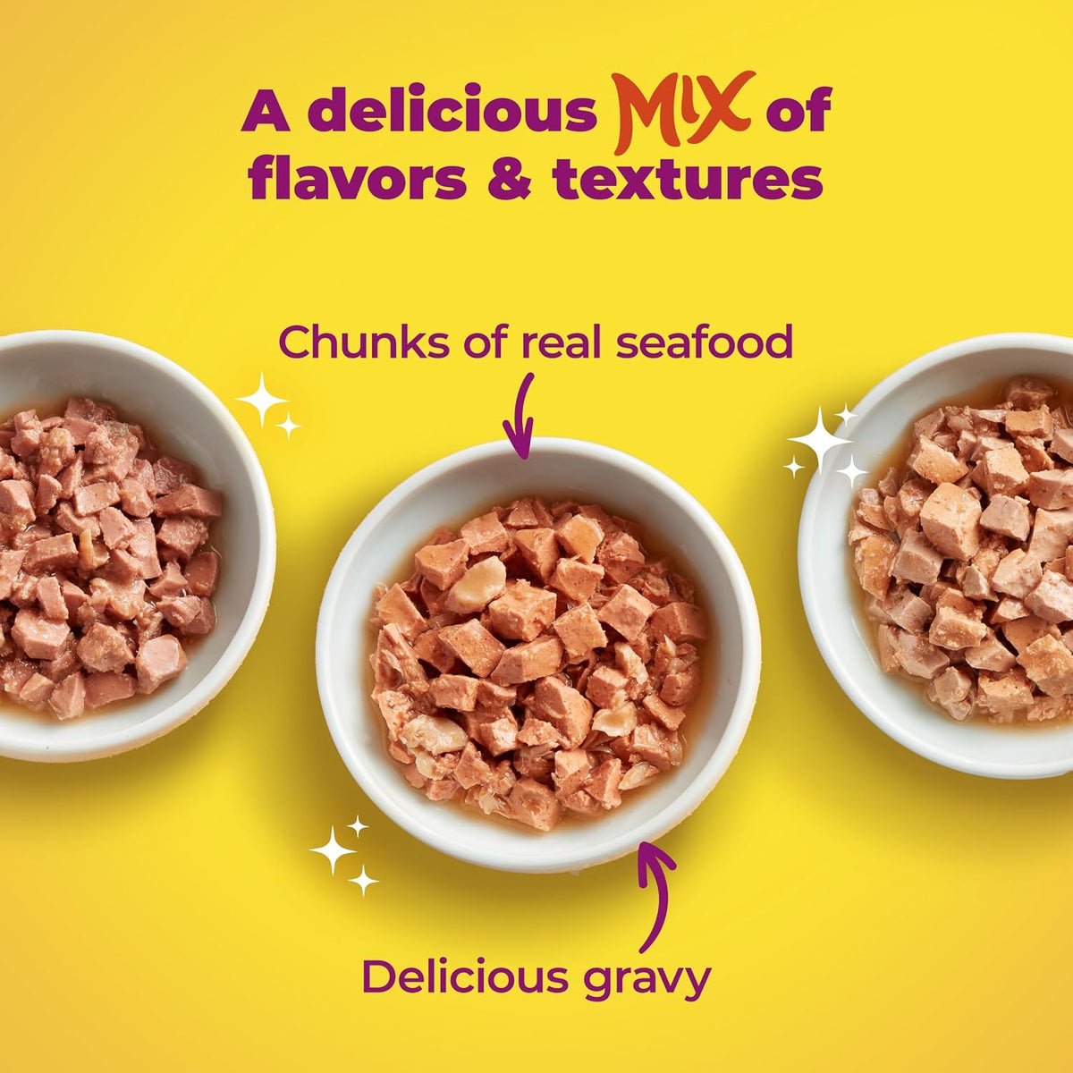Meow Mix Seafood Favorites, Wet Food Variety Pack, 12 Cups