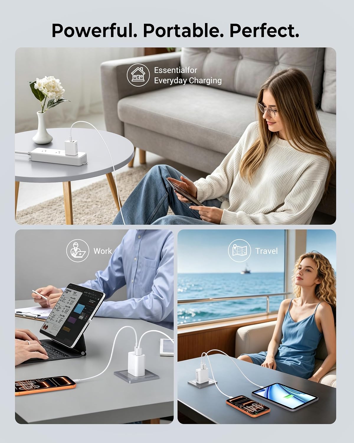 3 Pieces USB C Wall Charger for iPhone 14/15/16/17 Pro Max Plus Cube