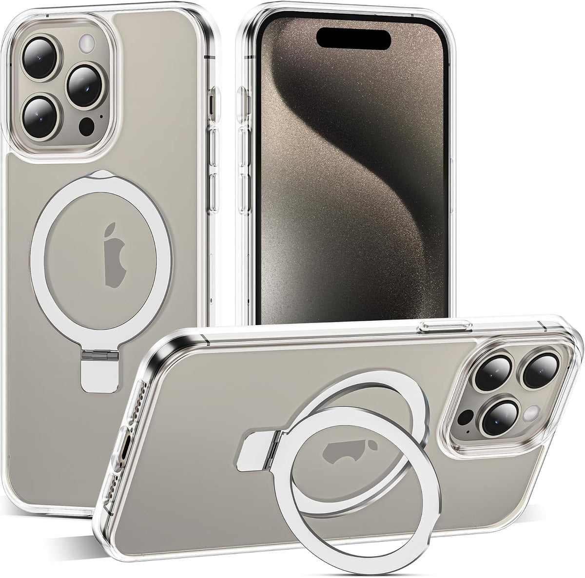 SKYLMW Compatible with iPhone 16 Pro Max Case with Stand,Rose