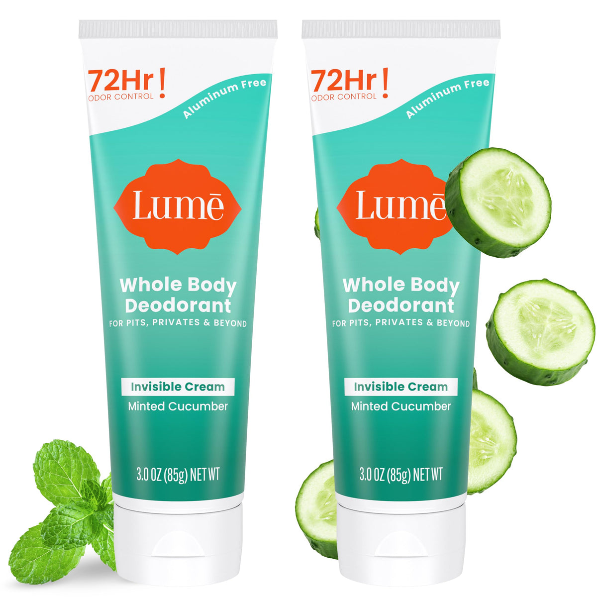 Lume Whole Body Deodorant - Cream Tube - 3 oz, 2 pk (Soft Powder)