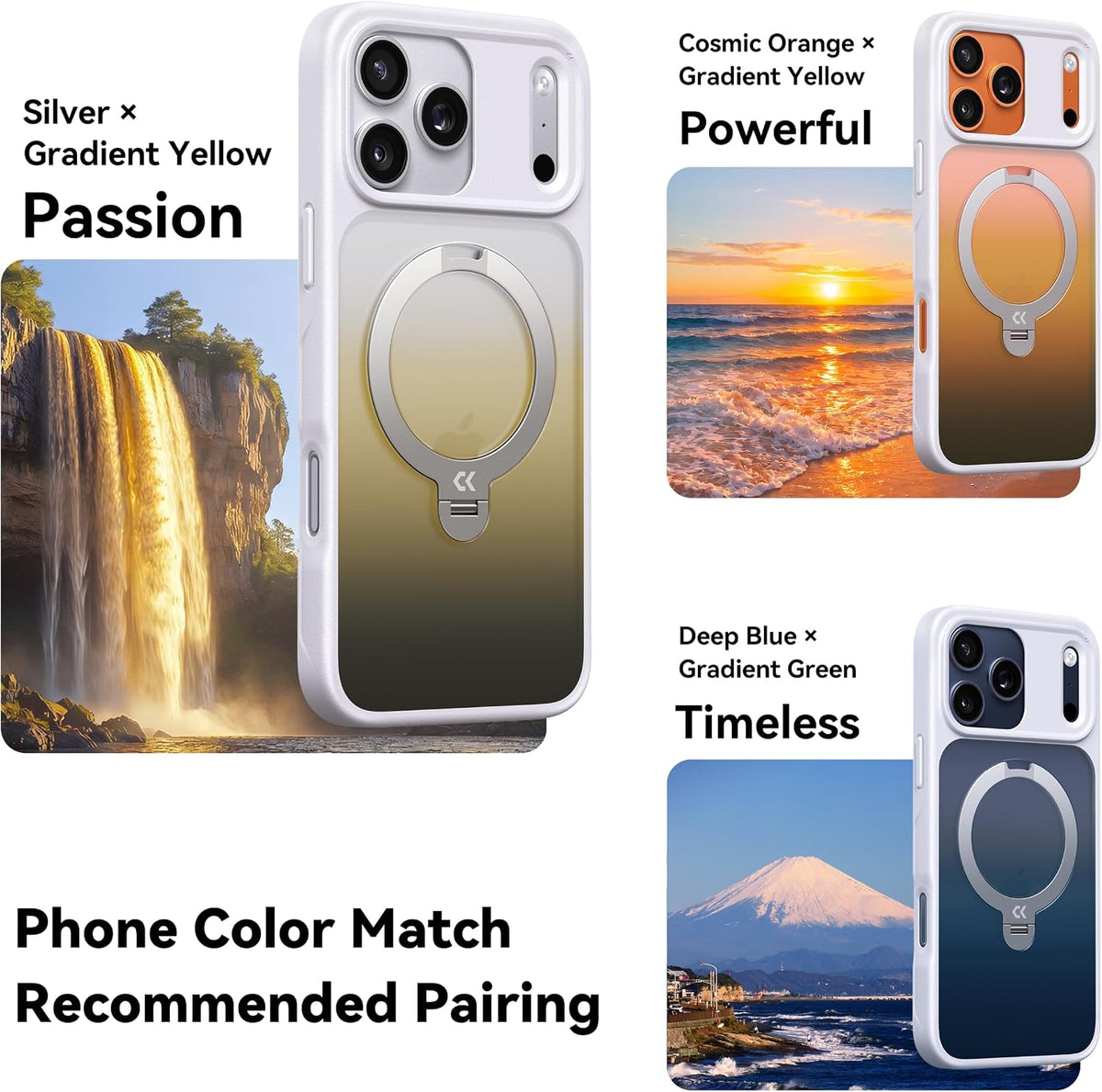 CASEKOO Marine Blue for iPhone 17 Pro Max Case with Spin Magnetic Stand