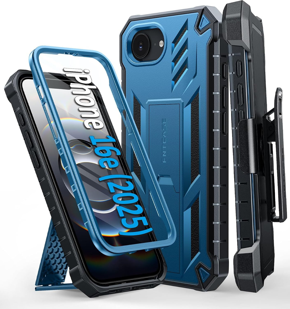 FNTCASE for iPhone 16 Case with Belt Clip and Built-in Screen Protector