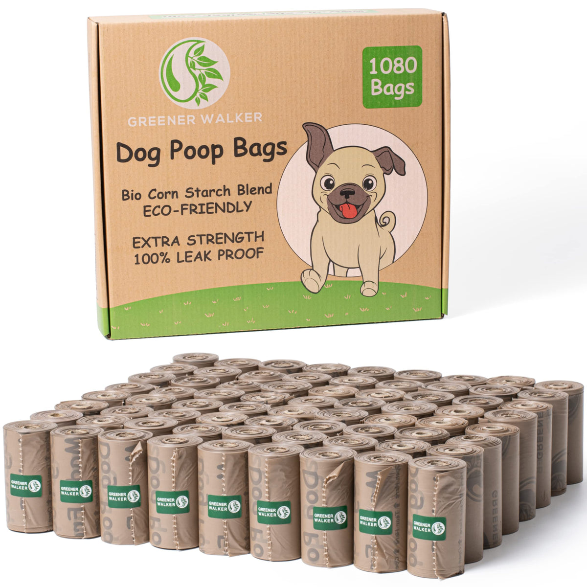 GREENER WALKER Poop Bags for Dog Waste-540 Bags,Extra Thick Strong 100% Leak Proof Dog waste Bags (Deep Green)