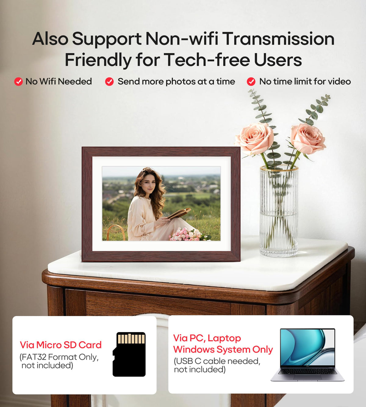 Frameo WiFi Digital Photo Frame 10.1 Inch - 1280x800 HD IPS Touch Screen Picture Frame Electronic, 32GB Memory, Auto Rotate, Wall Mountable, Digital PictureFrame for Sharing Photos and Videos