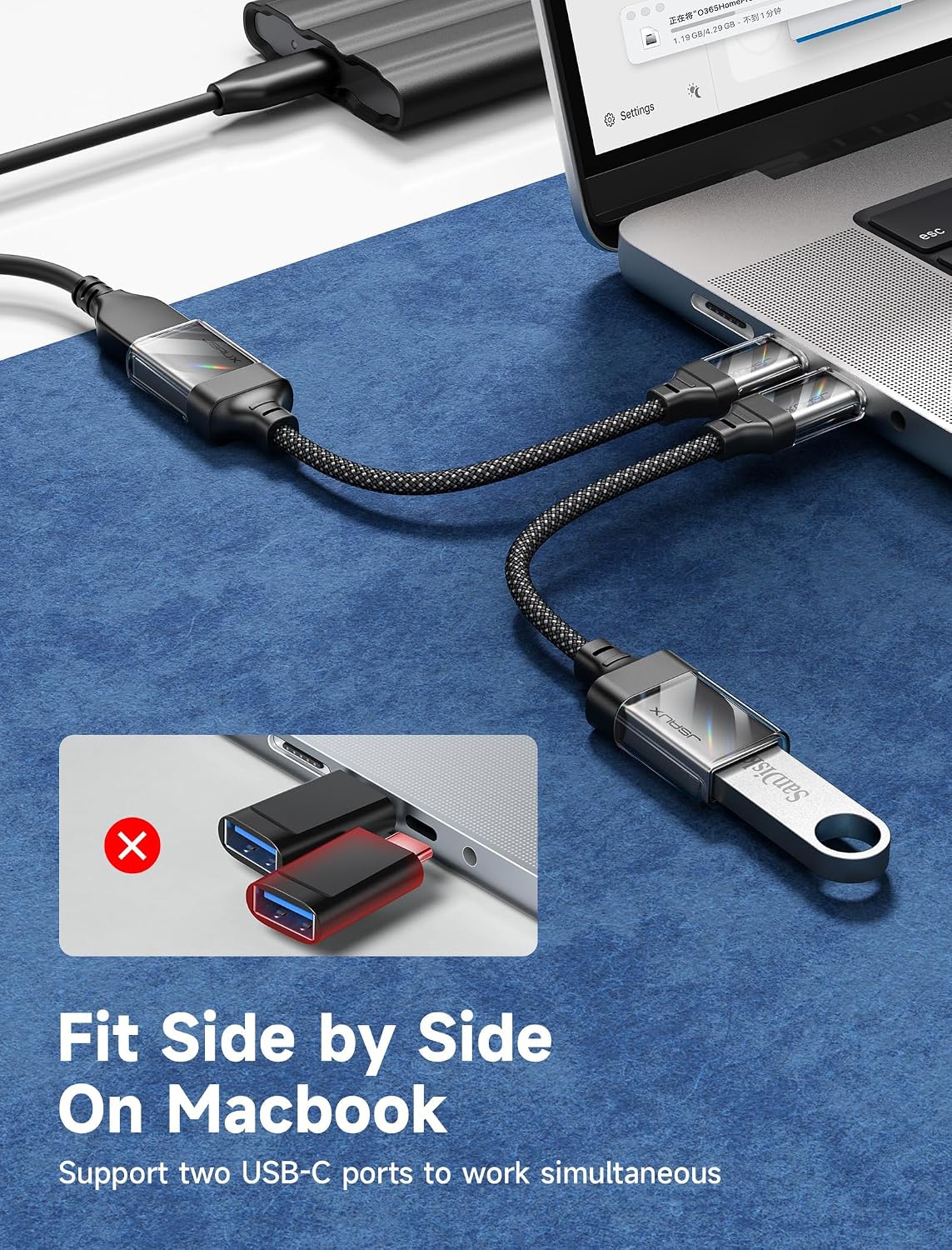 JSAUX USB C to USB 3.0 Adapter [2 Pack], USB C Male to USB Female OTG Cable Adapter Compatible with MacBook Pro/Air, iPhone 18 Pro Max/iPhone Duo‌/Air/17/16/15 Series, Samsung Galaxy S26/S25/S24/S23